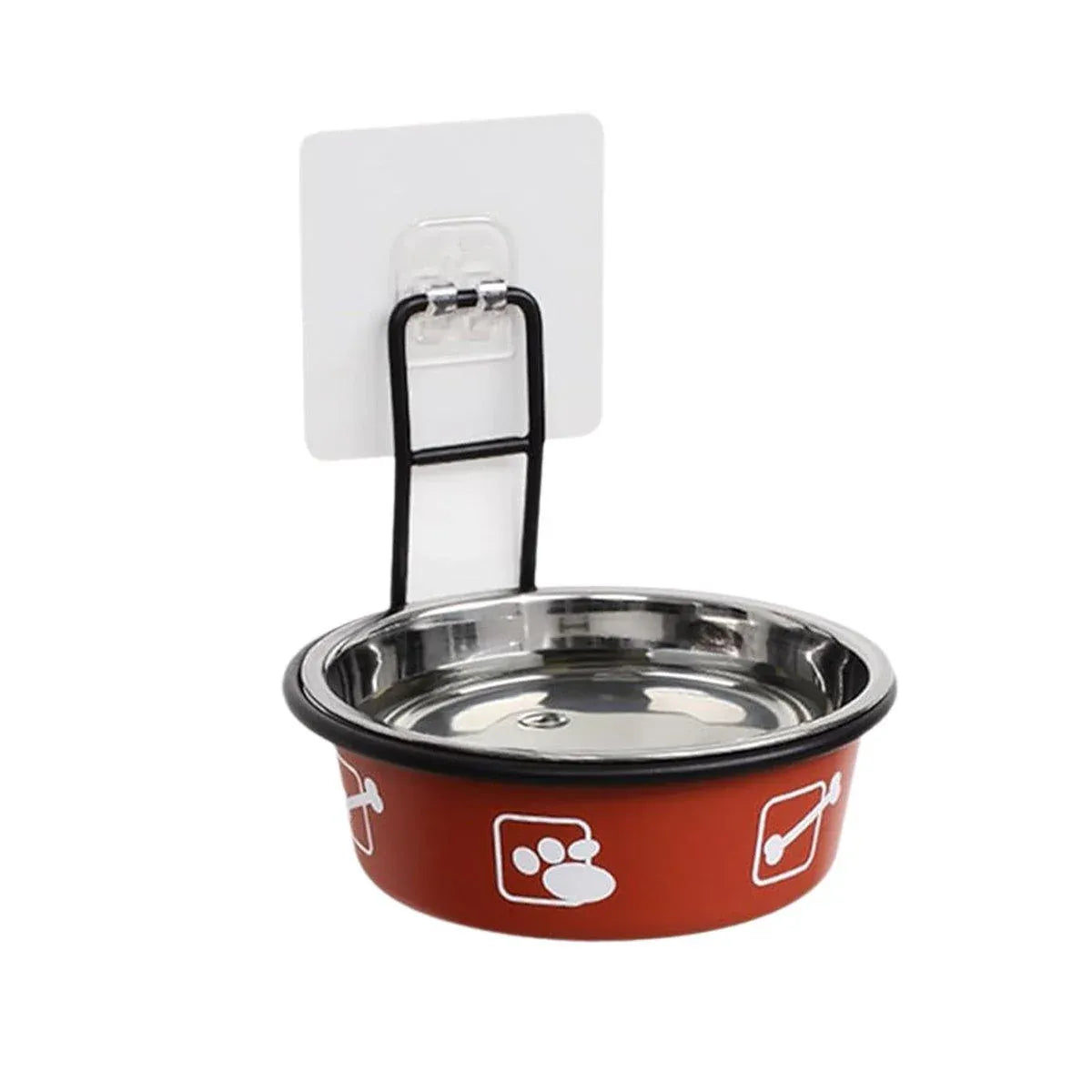 Stainless Steel Pet Bowl Hanging Cat Food Water Bowl Durable for Dogs and Cats - Red-12cm